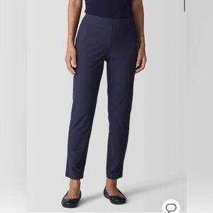 Eileen Fisher Navy Stretch Ponte Straight Leg, Ankle Pants Size Small